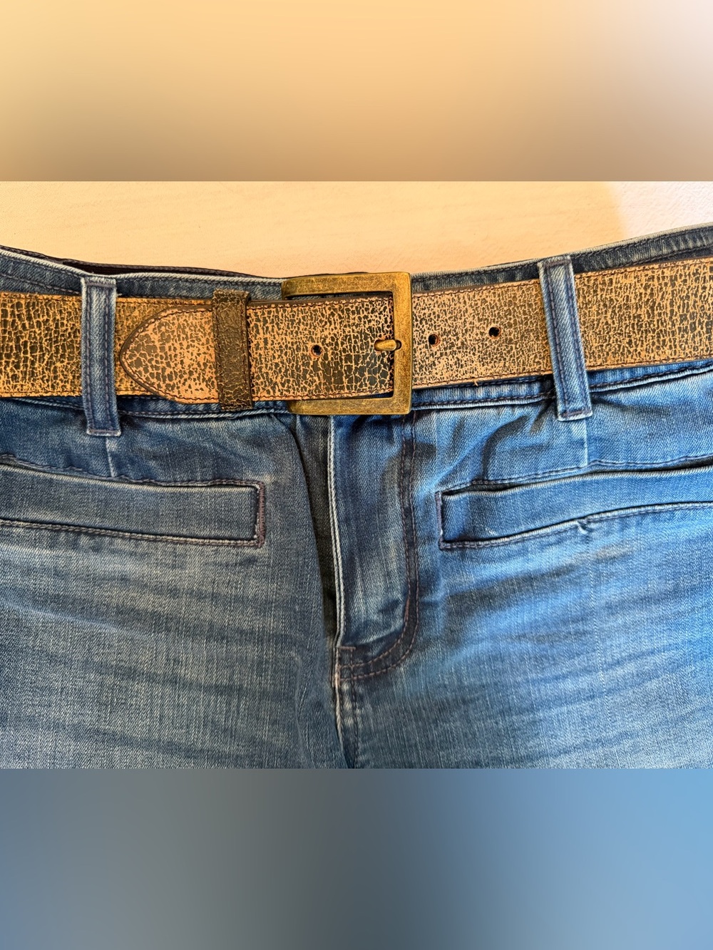 GENUINE LEATHER Vintage-Look Belt in black and tan